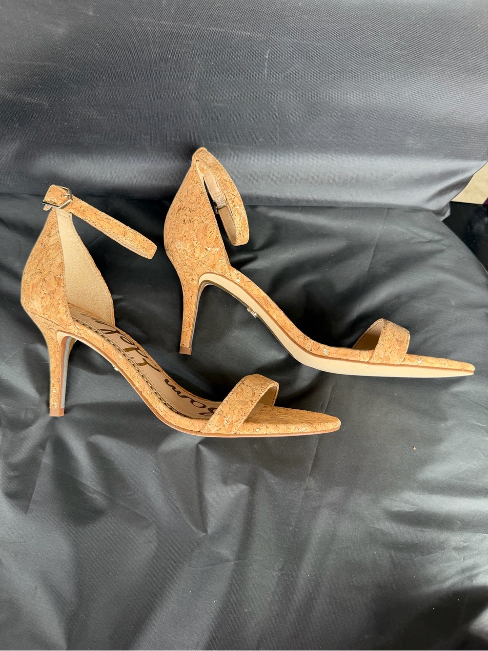 Sam Edelman size 6.5 Cork Ankle-Strap Heels - Tan Womenβs Heels